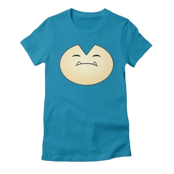 Canvas | Turquoise Snorelax Pokemon Face Short Sleeve Shirt | Size Large - Picture 1 of 7